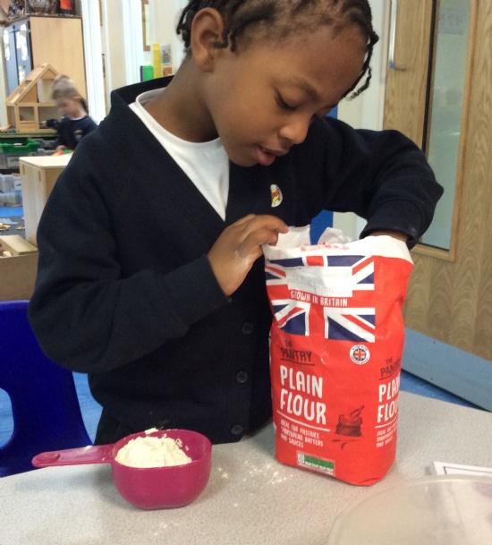 Reception enjoy making play dough